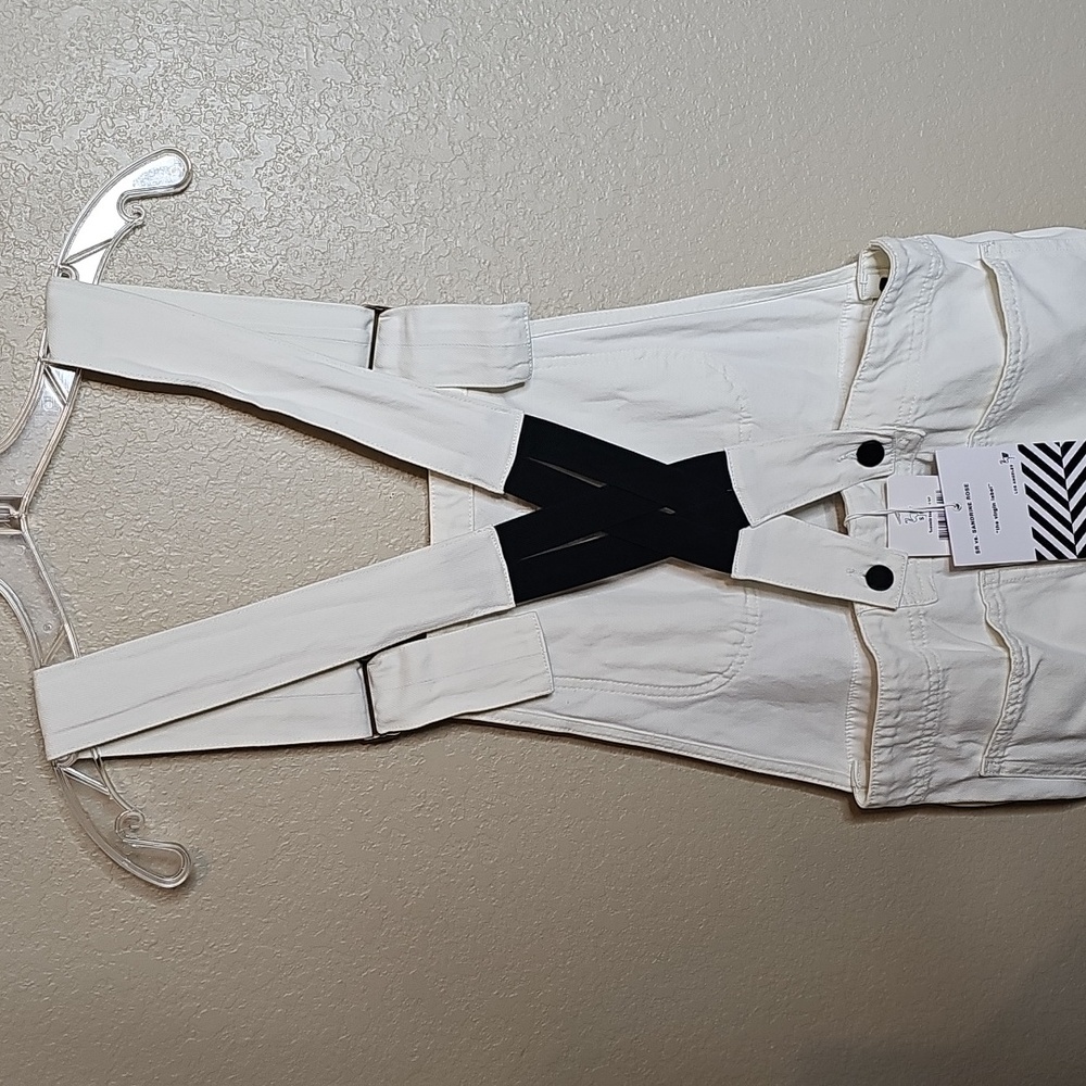 NWT Sandrine Rose Small Women's White Denim Overalls - Picture 5 of 10